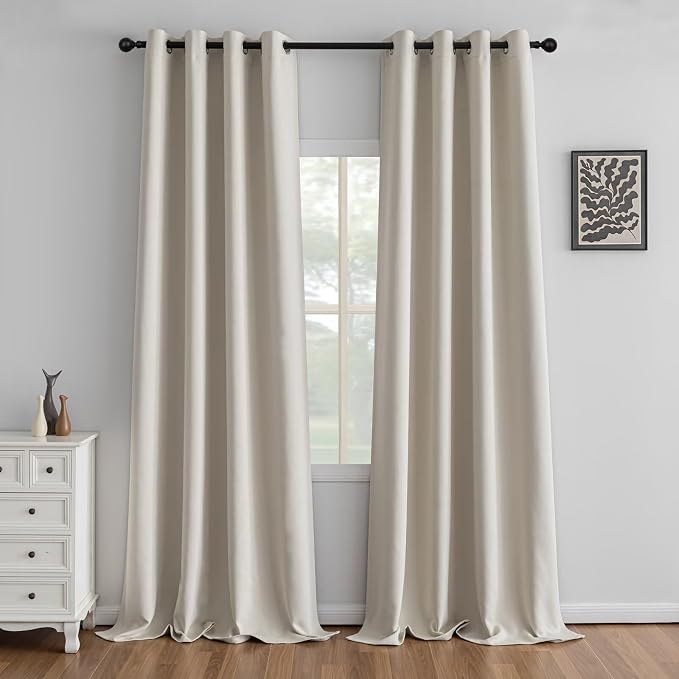 IGEMAEVE Blackout Curtains for Bedroom Grommets Cream 52" W x 108" L | Living by IGEMAEVE