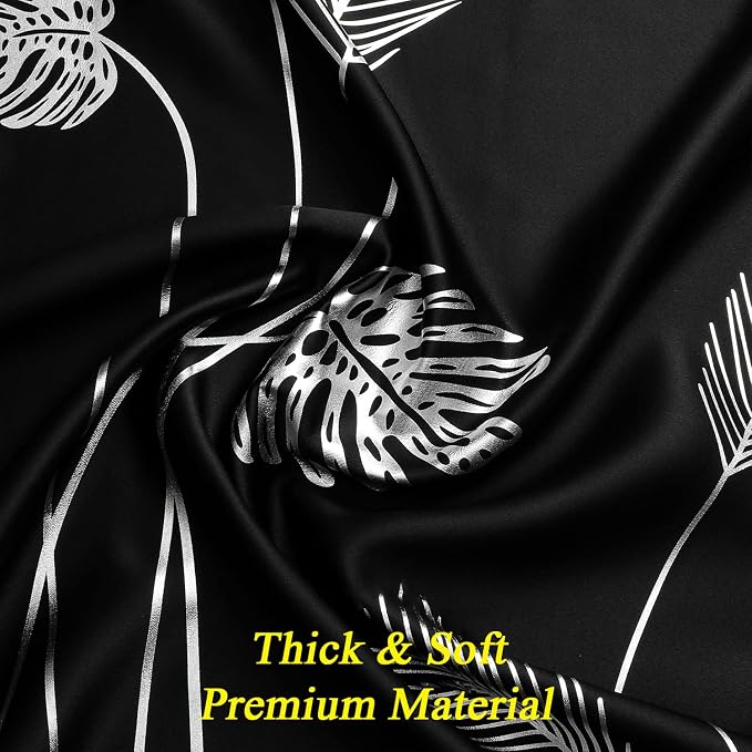 Blackout Curtains 84 Inches Long 2 Panles Elegant Silver Palm Tree Designed - Image 4
