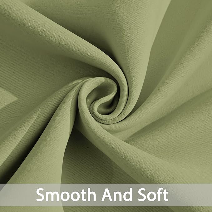 Yakamok Blackout Curtains 38x84 inch Sage Green Thermal Drapes-Bedroom | 2 - Image 4