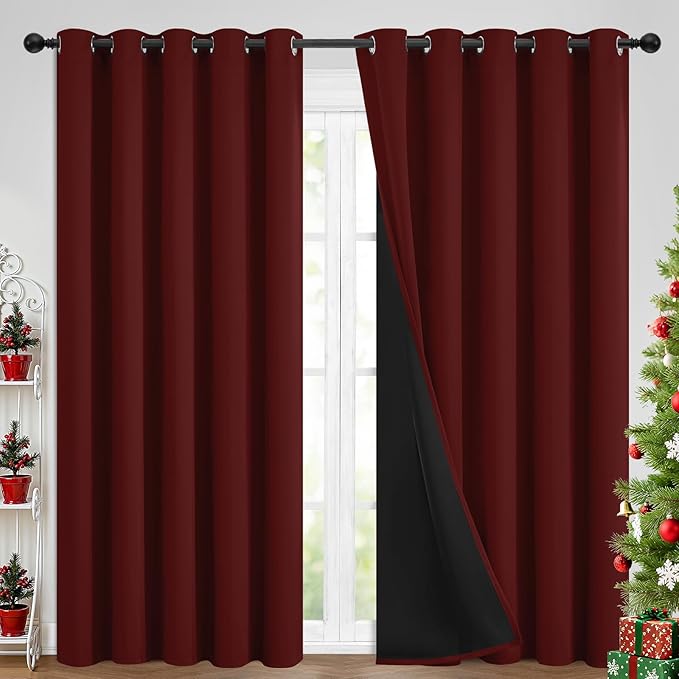 Yakamok Burgundy Red Blackout Curtains 84 Inch Length by Yakamok