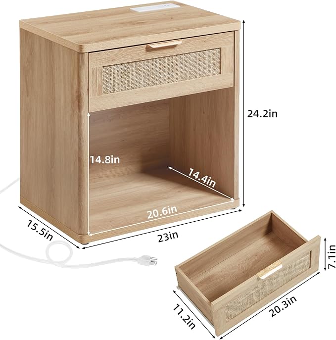LEYAOYAO Rattan 23" Nightstands Set of 2 - Image 3