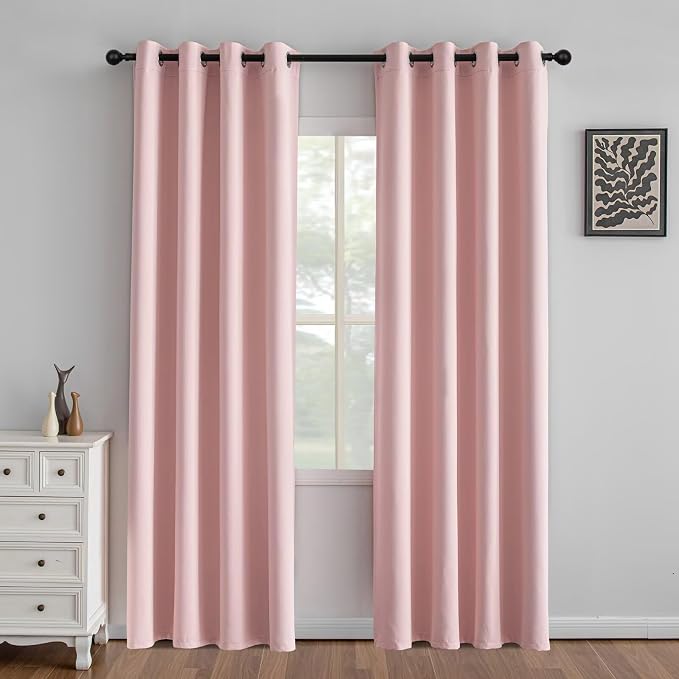 IGEMAEVE Blackout Curtains for Bedroom Grommets Blush Pink 52" W x 84" L | by IGEMAEVE