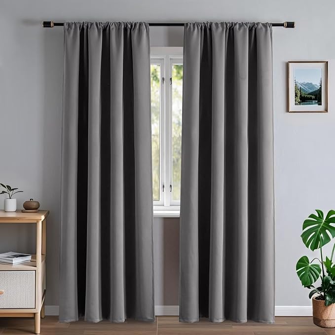 100% Blackout Curtains 108 Inch Length 2 Panels Set, Thermal Insulated Room by Zyvola