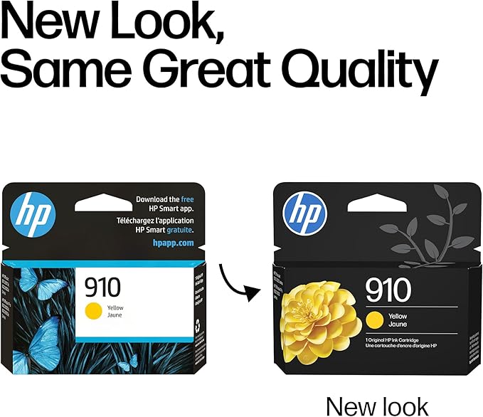 HP 910 Yellow Ink Cartridge | Works with OfficeJet 8010, 8020 Series, OfficeJet Pro 8020, 8030 Series | Eligible for Instant Ink | 3YL60AN