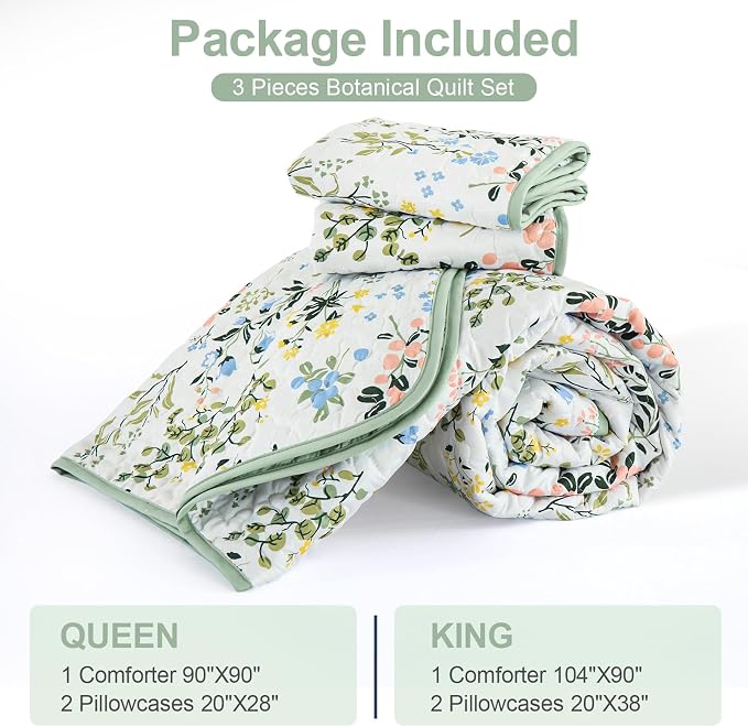 Anibedding Floral Quilt Set Twin Size, 2 Pieces Flower Parrten Bedspread | Soft - Image 4