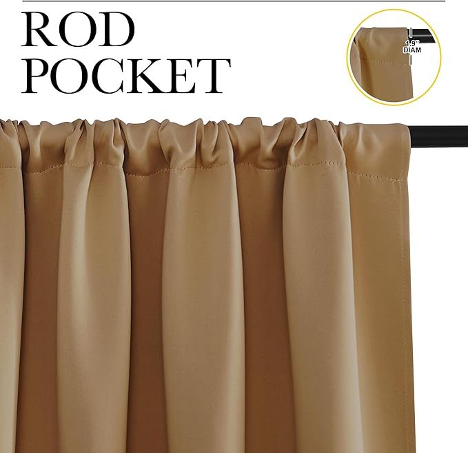 NICETOWN Bedroom Curtains Blackout Draperies, 1 Pair, 34-inch W x 63-inch L - Image 2