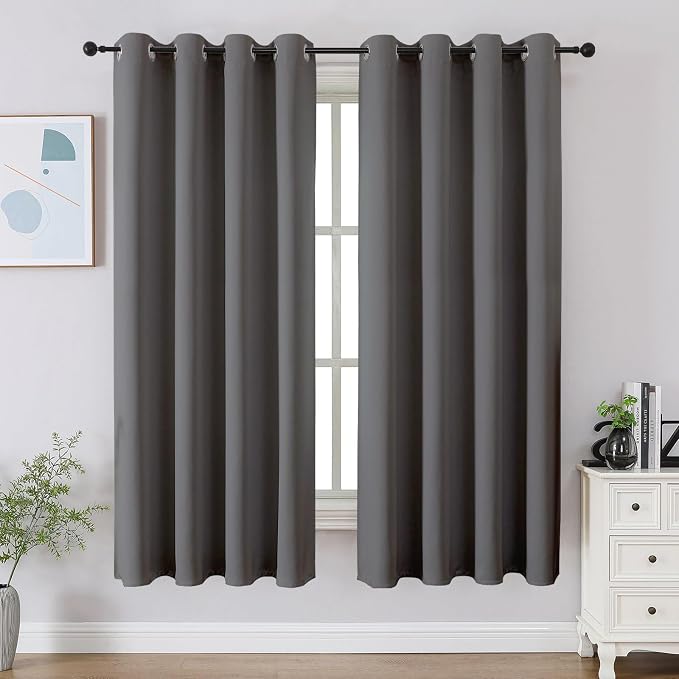 CUCRAF Light Grey Blackout Curtains 54 inch Length 2 Panels Set, Room Darkening by CUCRAF