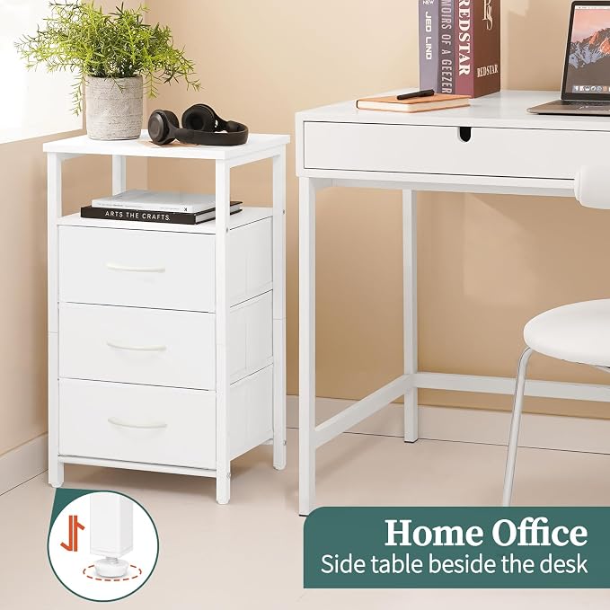 Yoobure Night Stand with Charging Station, LED End Table and Storage Shelf - Image 7