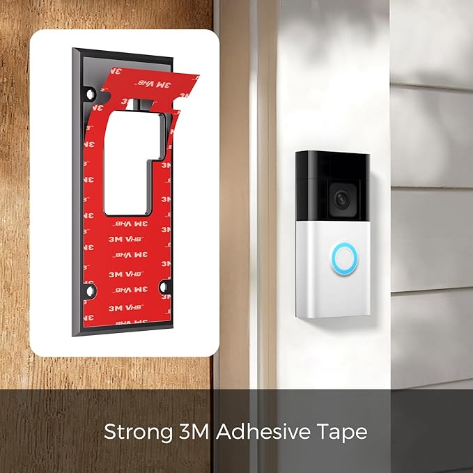 No Drill Doorbell Mount for R-ing Battery Doorbell (2024 Release) - Strong Adhesive Mounting Plate, Renter Friendly Apartment & Office Video Doorbell Holder Bracket, Easy Install Accessories Kit