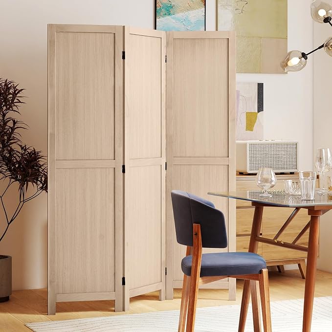 GIANTEX 3 Panel Folding Wooden Room Divider 67" Tall, No Assembly | - Image 3