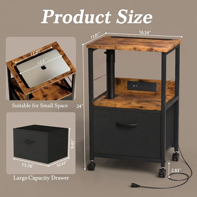 Faesun Swivel Lift Top Nightstand - Image 2
