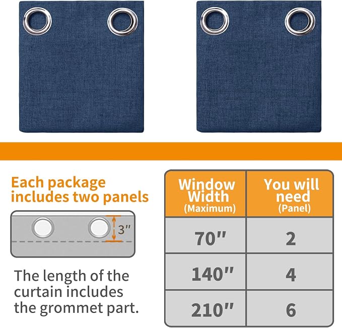 YoungsTex Navy Linen Blackout Curtains - Image 8