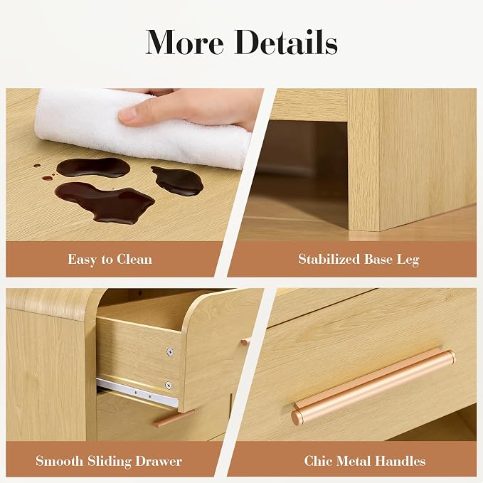 Night Stand 3-Drawer Nightstand 26.7" H Metal Handle Modern Sturdy Bedside - Image 6