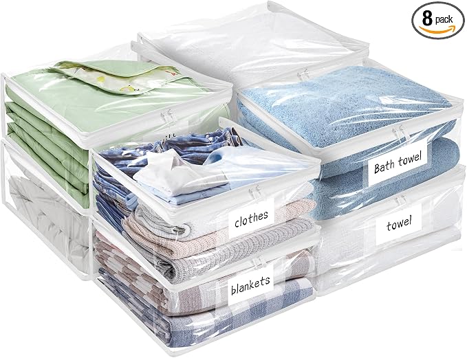 Plastic Storage Bags with Easy-Glide Zipper, Durable Clear Vinyl Zippered by Kikerike