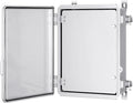 Gratury Junction Box, IP67 Waterproof Plastic Enclosure for Electrical Project, Hinged Grey Cover, Includes Mounting Plate and Wall Bracket (Transparent Cover with Inner Door, 14.6"×10.6"×5.9")