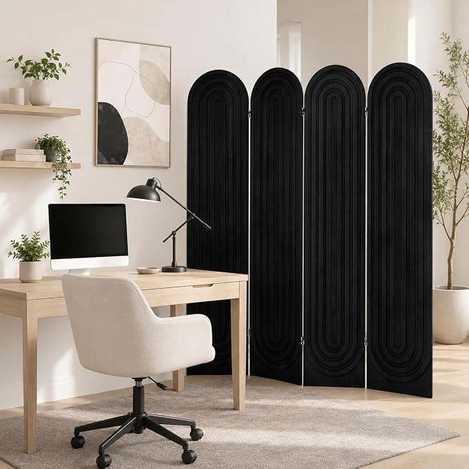 4 Panel Arched Room Divider Screen Folding Privacy Screen, 66.9" H Privacy - Image 4