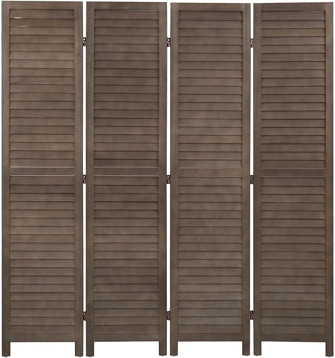 FDW 4 Panel Wood Room Divider 5.75 FT Tall Privacy Screen Folding Partition by FDW