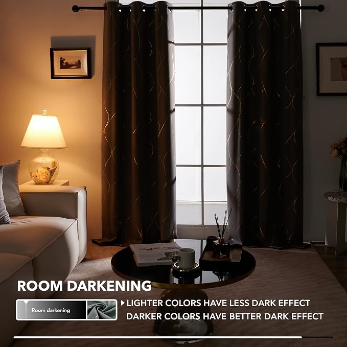Deconovo Curtains for Living Room, Pattern Blackout Curtains 63 Inches Long | - Image 6