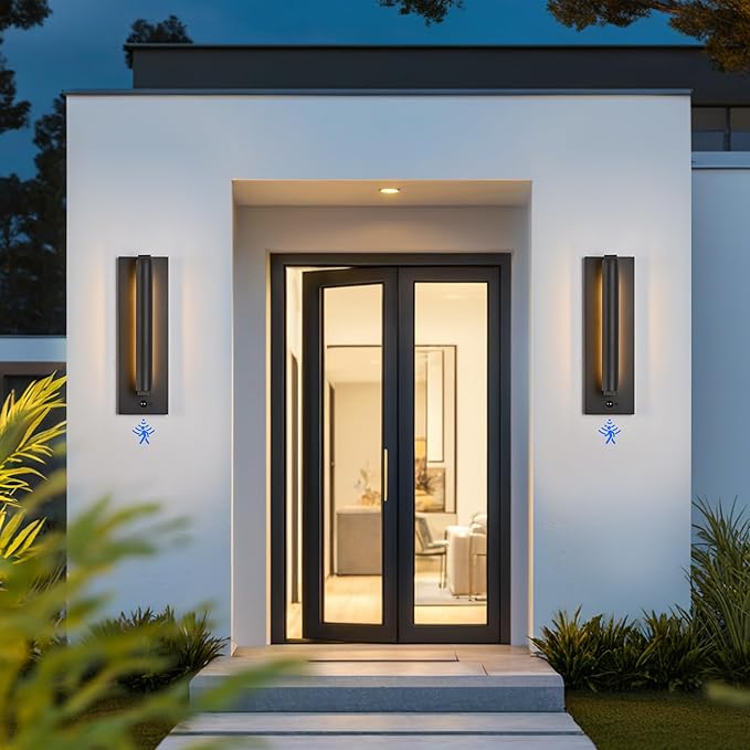 Tarentlight Modern PIR Motion Sensor Outdoor LED Wall Light, with a Rotatable Beam and 245° Adjustment, 3 Lighting Sensor Modes, IP65 Waterproof, Suitable for Porches, Balconies, Gardens, Garages.
