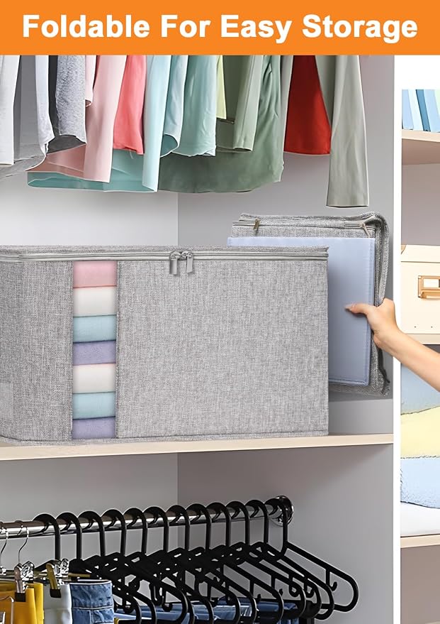 punemi 60L Sturdy Comforter Storage Bag, Blanket Organizer 2 Pack, Zipper & 2 - Image 7