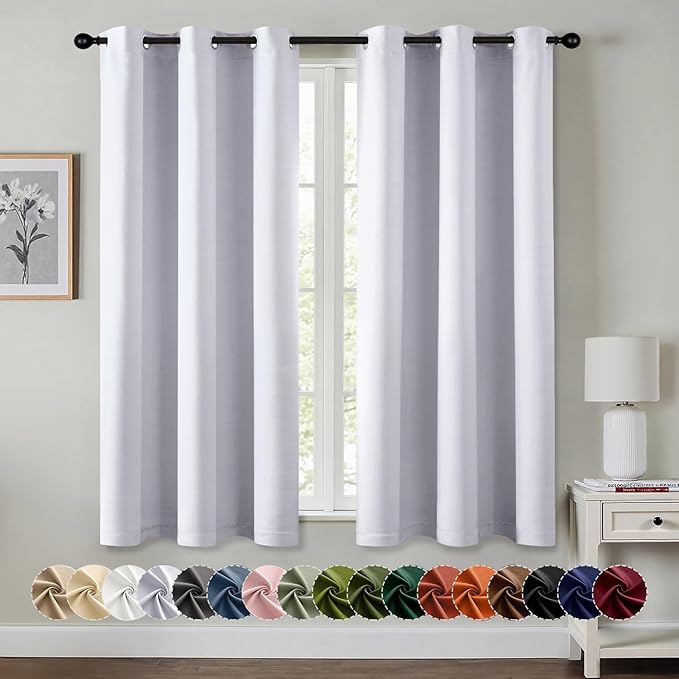 MIULEE Blackout Curtains for Bedroom 2 Panels 40x54 Inch Long Greyish White | by MIULEE