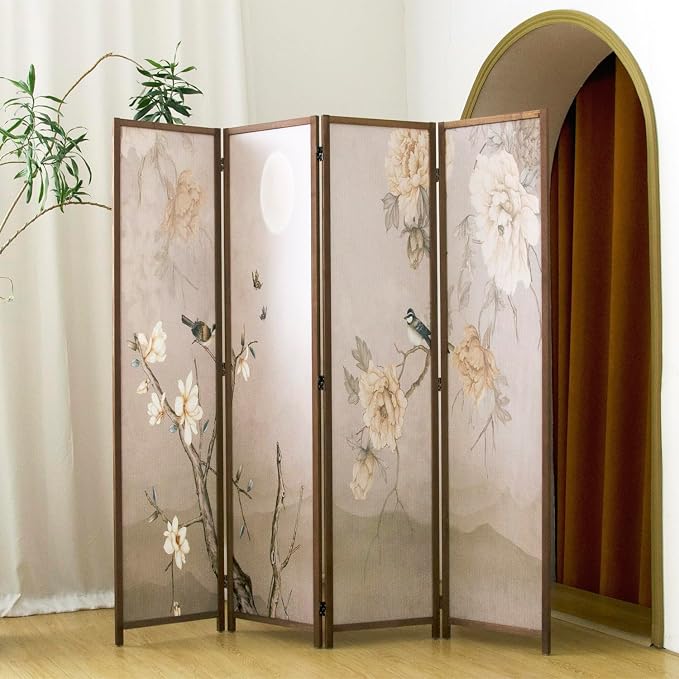 4 Panel Room Divider, 5.6 ft Tall Blackout Folding Privacy Screen - Image 2