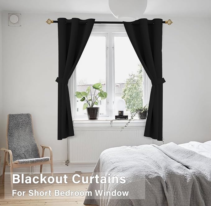 KOUFALL Short Curtains for Kitchen Bathroom, Sleep Out Blackout Drapes for - Image 7