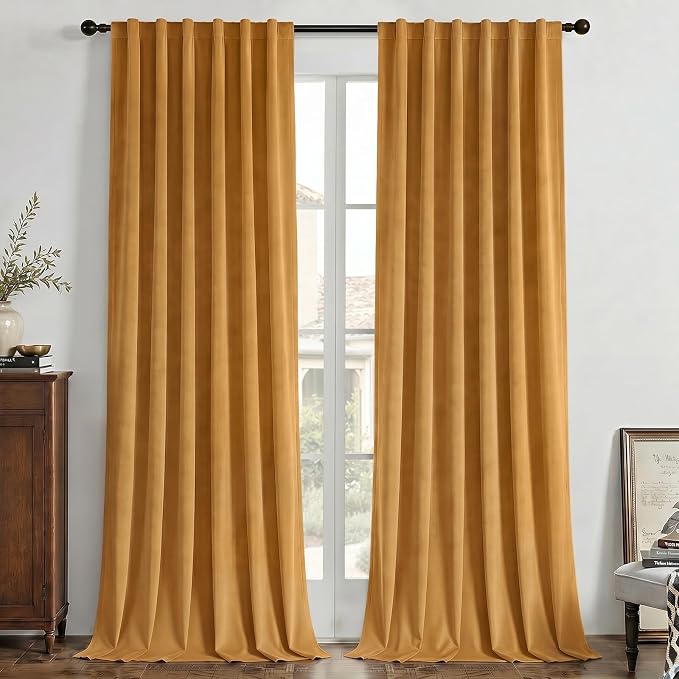 Joydeco 100% Blackout Curtains Velvet Black Out Curtain 84 Inch Drapes | by JOYDECO