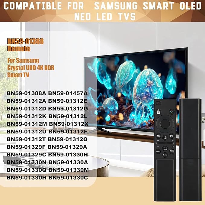 BN59-01388A Remote for Samsung Crystal 4K UHD CU7000 DU7200 Series Smart TV, Universal Bn59 Remote Control for All Samsung Smart QLED NEO LED 8K TVs, Universal for BN59-01388H BN59-01457A