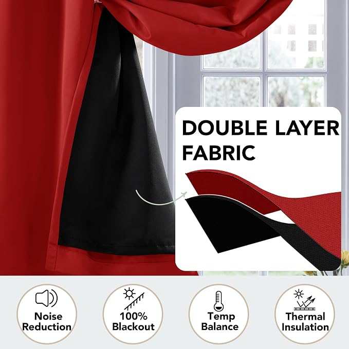 Deconovo 100% Blackout Curtains, Thermal Insulated Window Drapes, Noise - Image 6