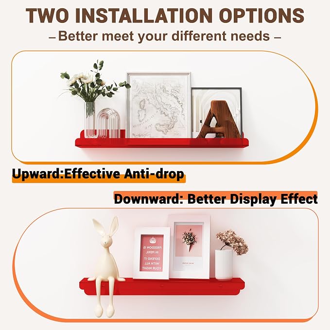 Qukaka Floating Shelves for Wall Decor, Living Room, Bathroom Decor, Nail - Image 6