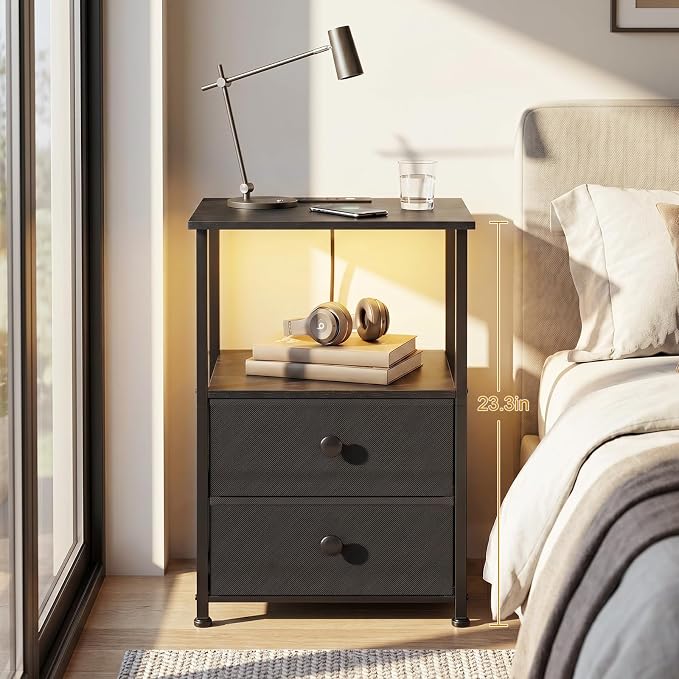 Nightstands Set of 2, LED Night Stand - Image 2