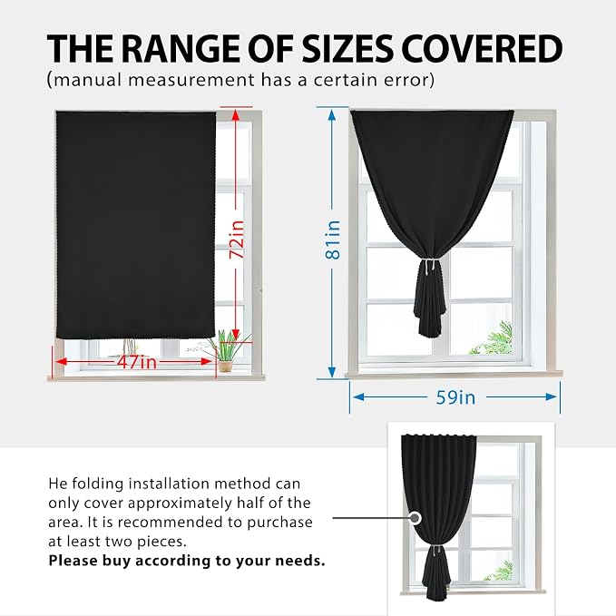 Autohesion Curtains for Windows, Bedroom Blackout Curtains for - Image 3