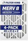 Filter King 20x21.5x2 Air Filter | 4-PACK | MERV 8 HVAC Pleated A/C Furnace Filters | MADE IN USA | Actual Size: 20 x 21.5 x 1.75"