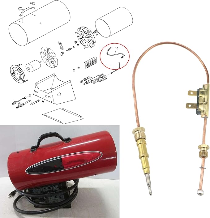 lrnyso heaters Thermocouple 13 3/4" 113884-01 26654 fits Desa, Reddy, All-Pro, Universal, NR, Sears, Remington Air Heaters etc