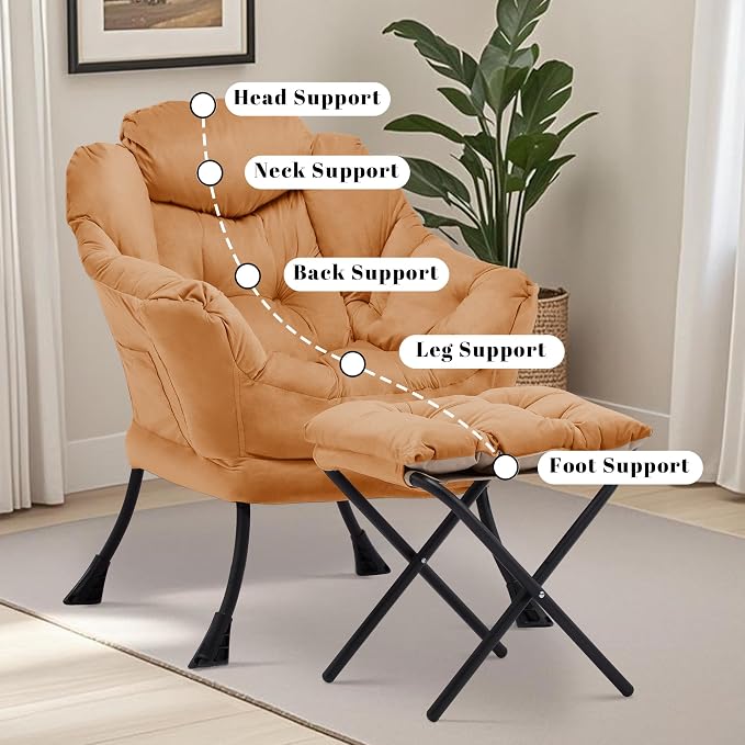Lazy Chair with Ottoman, Comfy Reading Chair, Lounge Chair - Image 8