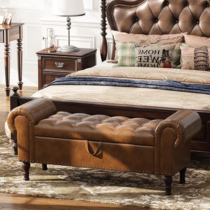 Apicizon 50" Bench with Storage, Upholstered Tufted Button Bedroom Bench with by APICIZON