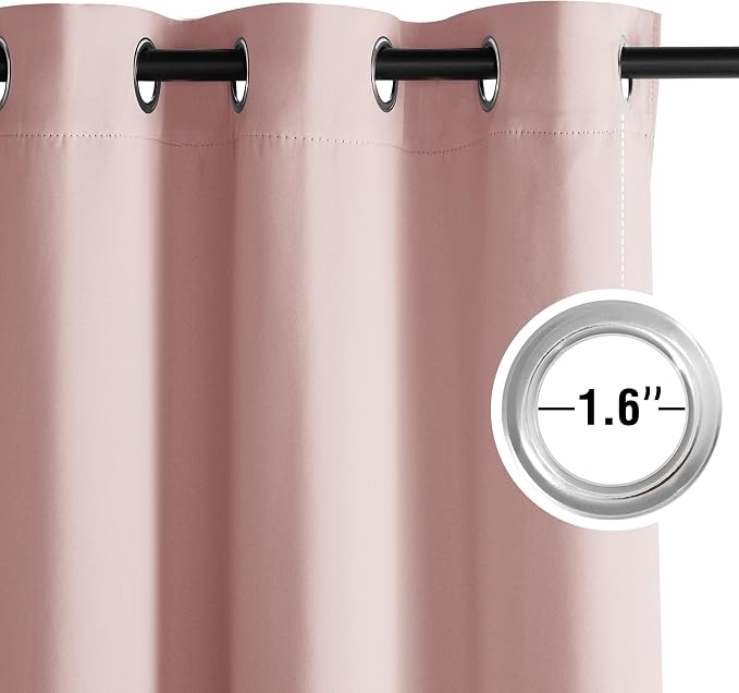 NICETOWN Blush Pink Room Darkening Curtains 50 Inches Long 2 Panels - Image 3