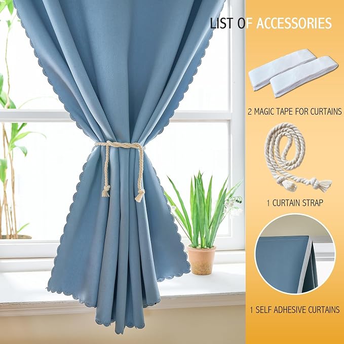 JILRON Adhesive Curtain 100% Blackout No-Drill Easy Install - Image 4