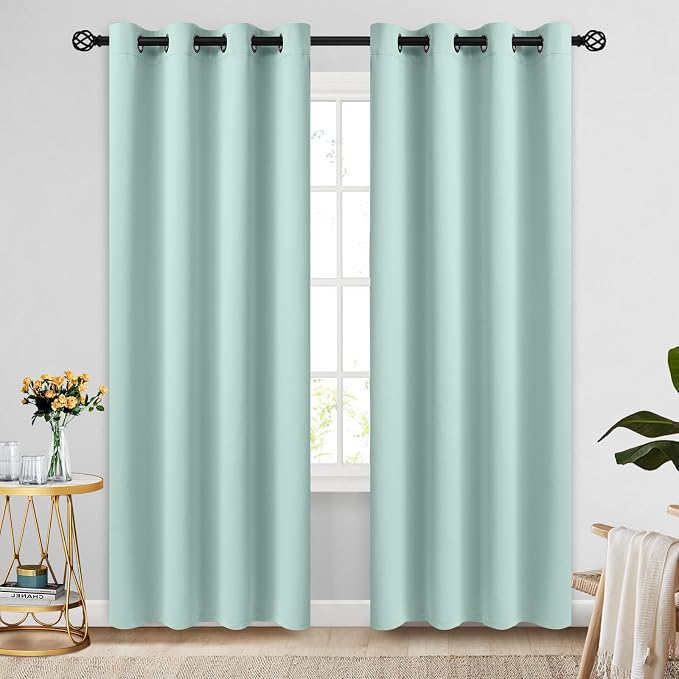 COSVIYA Grommet Room Darkening Aqua Curtains 90 inch Long by COSVIYA