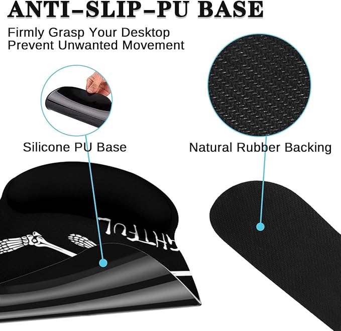 Britimes Black Skull Skeleton Keyboard Mouse Pad Set 4in1 Large Mousepad+Keyboard Wrist Rest+Mouse Wrist Rest+Coaster Set with Ergonomic Design for Home Office Computer 35.4x15.7 inches