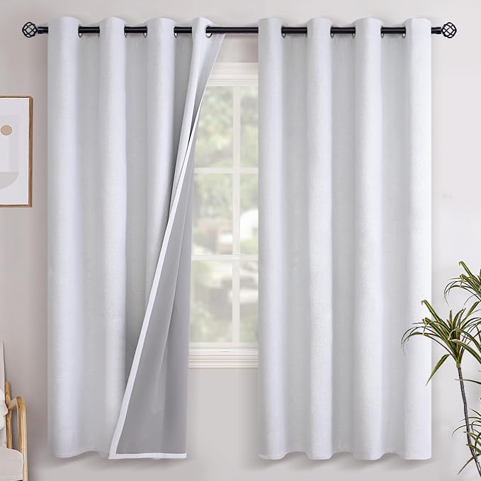 YoungsTex White Linen Blackout Curtains 78 Inches Long by YoungsTex