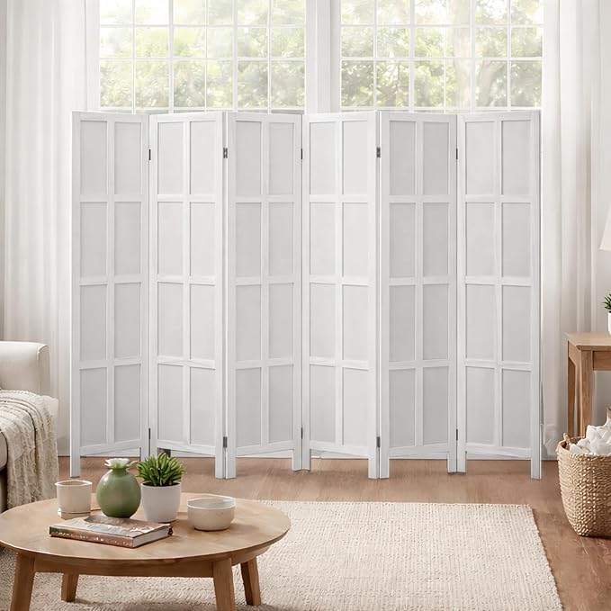 6 Panel Wood Room Divider and Folding Privacy Screen 67″, Freestanding Wall - Image 2