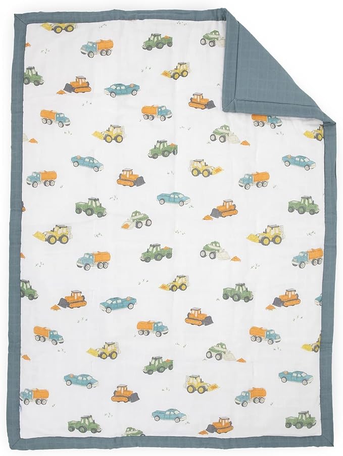 Little Unicorn Toddler Bedding 3-Piece Set | Super Soft & Breathable Muslin Fabric | for Convertible Cribs & Toddler Beds (Work Trucks)