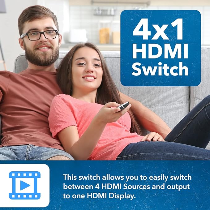OREI 8K 4x1 HDMI 2.1 Switch 4K @ 120hz Switcher 4 in 1 Out, Support HDR, HDR10, Dolby Vision, HLG 48Gbps for Xbox Series X PS5 Roku Fire TV Monitor Projector Dolby
