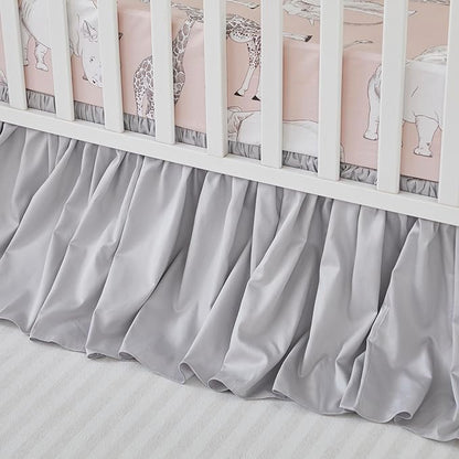 Brandream Crib Bed Skirt for Baby Girls Boys Gray Boho Bohemian Neutral Solid Cotton Toddler Bedskirt Farmhouse Chic Ruffle