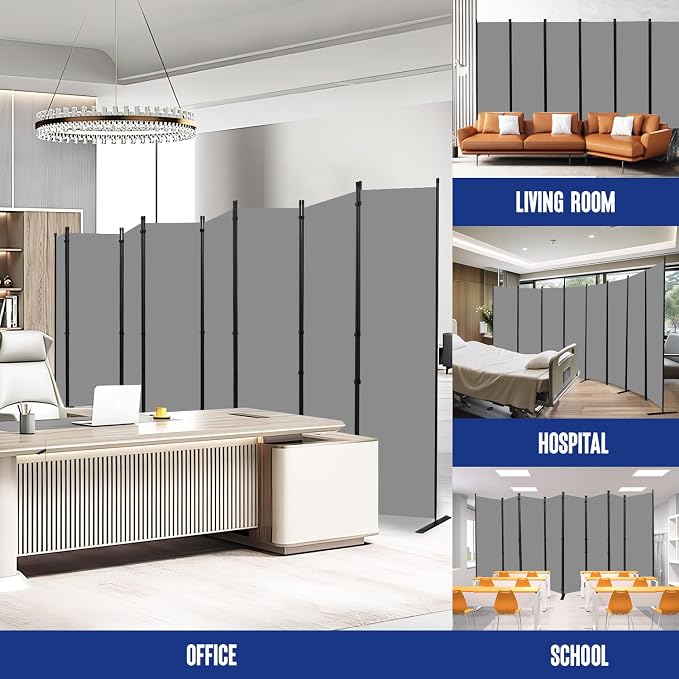 8 Panel Folding Privacy Screen, 14.67ft Wide Partition Room Dividers Panel | - Image 6