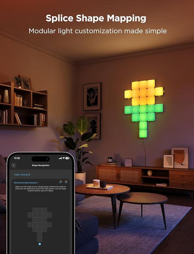 Govee Mini Panel Lights, RGBIC LED Wall Panels, Smart DIY Cube Wall Light, Compatible with Matter, Alexa, Google Assistant, Sync with Music, Hexagon Lights for Home Decor, Gaming Room, Bedroom, 10 Pcs