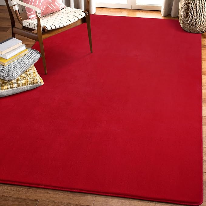 Large Area Rugs for Bedroom Living Room, 8x10 Red Memory Foam Rug | Thickened - Image 9