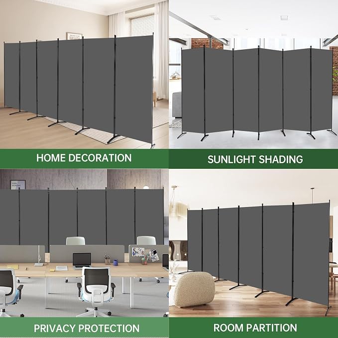 6 Panel Folding Room Divider, Sturdy Frame Freestanding Wall Divider | - Image 6